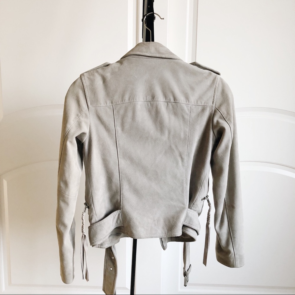 AllSaints Suede Gray Moto Jacket - Picture 3 of 3